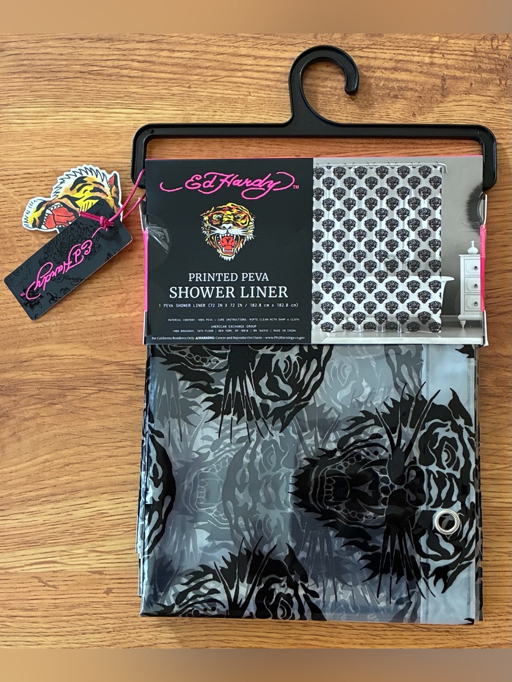 Ed Hardy Black Tiger Shower Curtain / Liner
